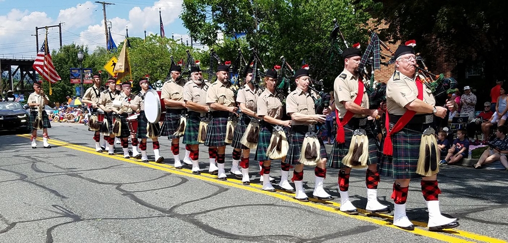 Band on parade in drill formation